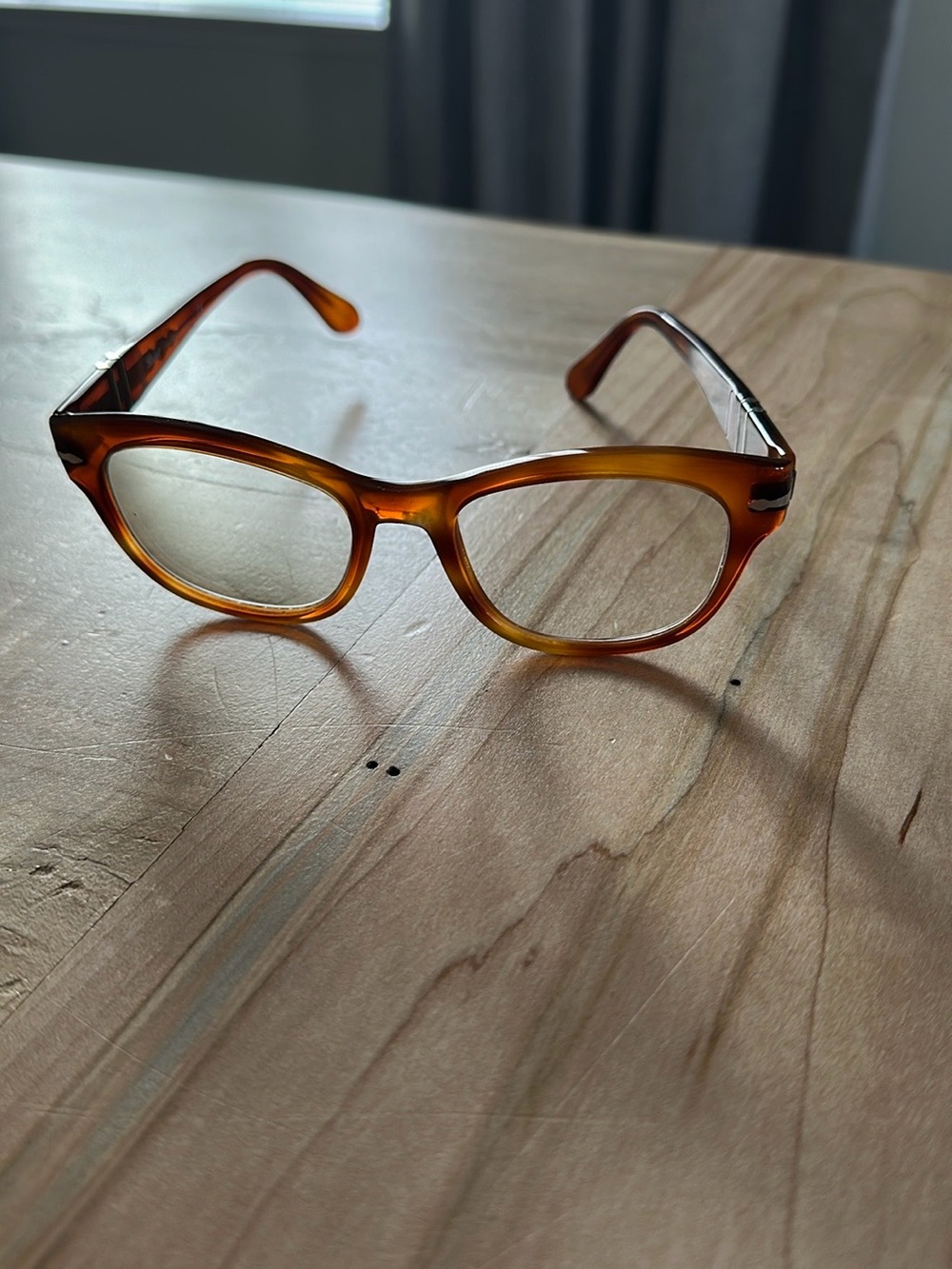 Persol Tortoiseshell Brown/Amber Rectangular Glasses